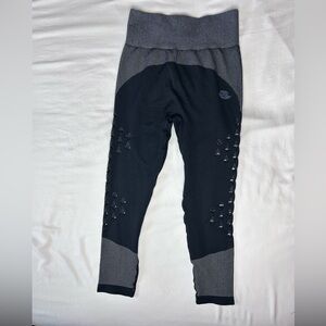 Never worn body engineer black ripped seamless leggings with stripe detail